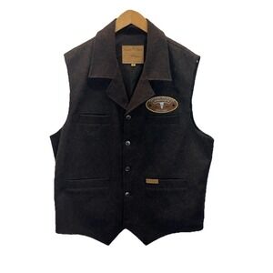 Powder River Outfitters Western Brown Wool Fort Worth Stock Show Vest Men's L